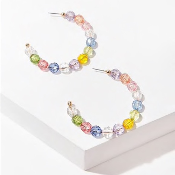 Beaded Candy Hoop Earrings in Pastel - Picture 2 of 4